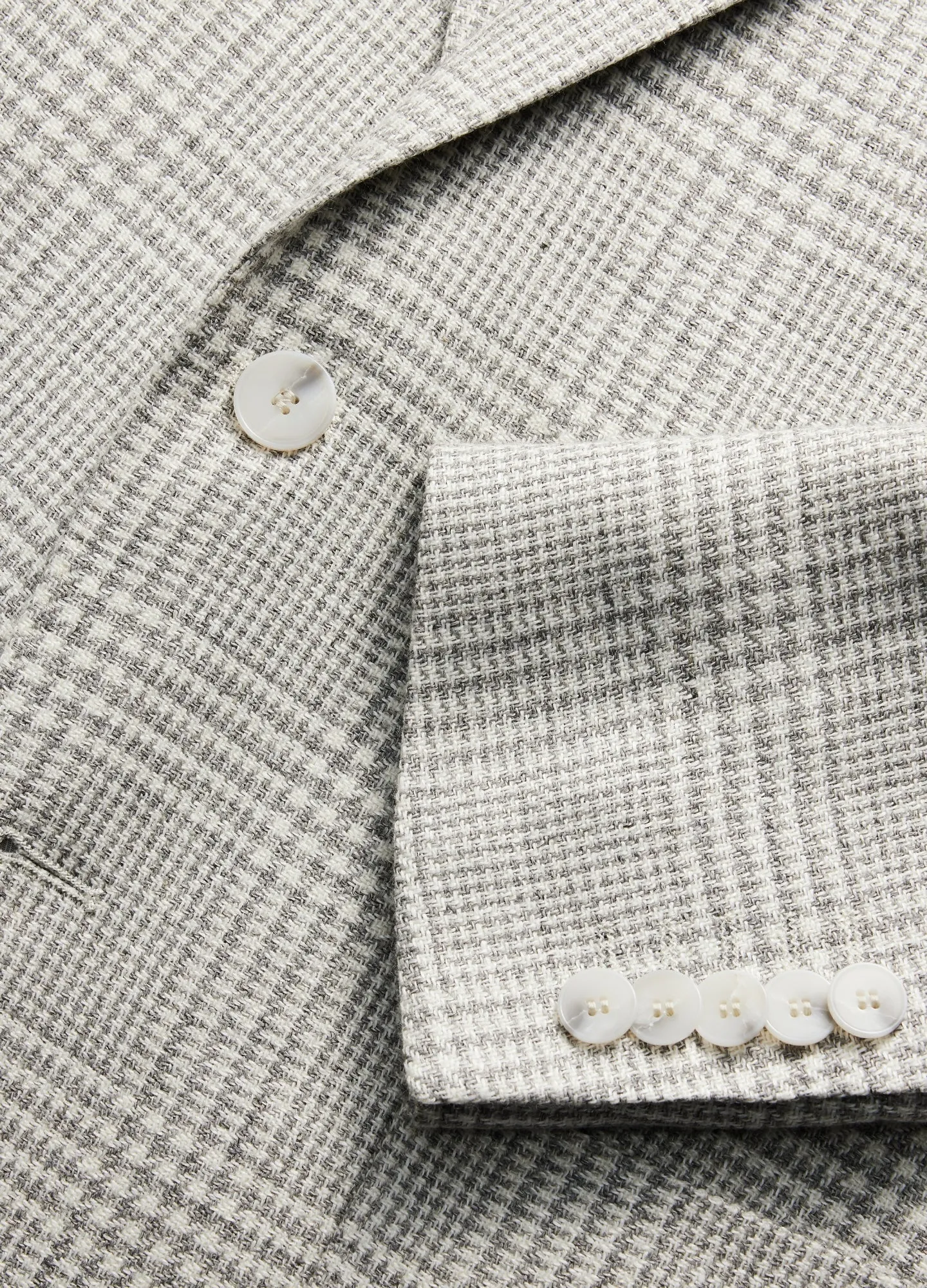 Wool Linen Check Blazer Silver