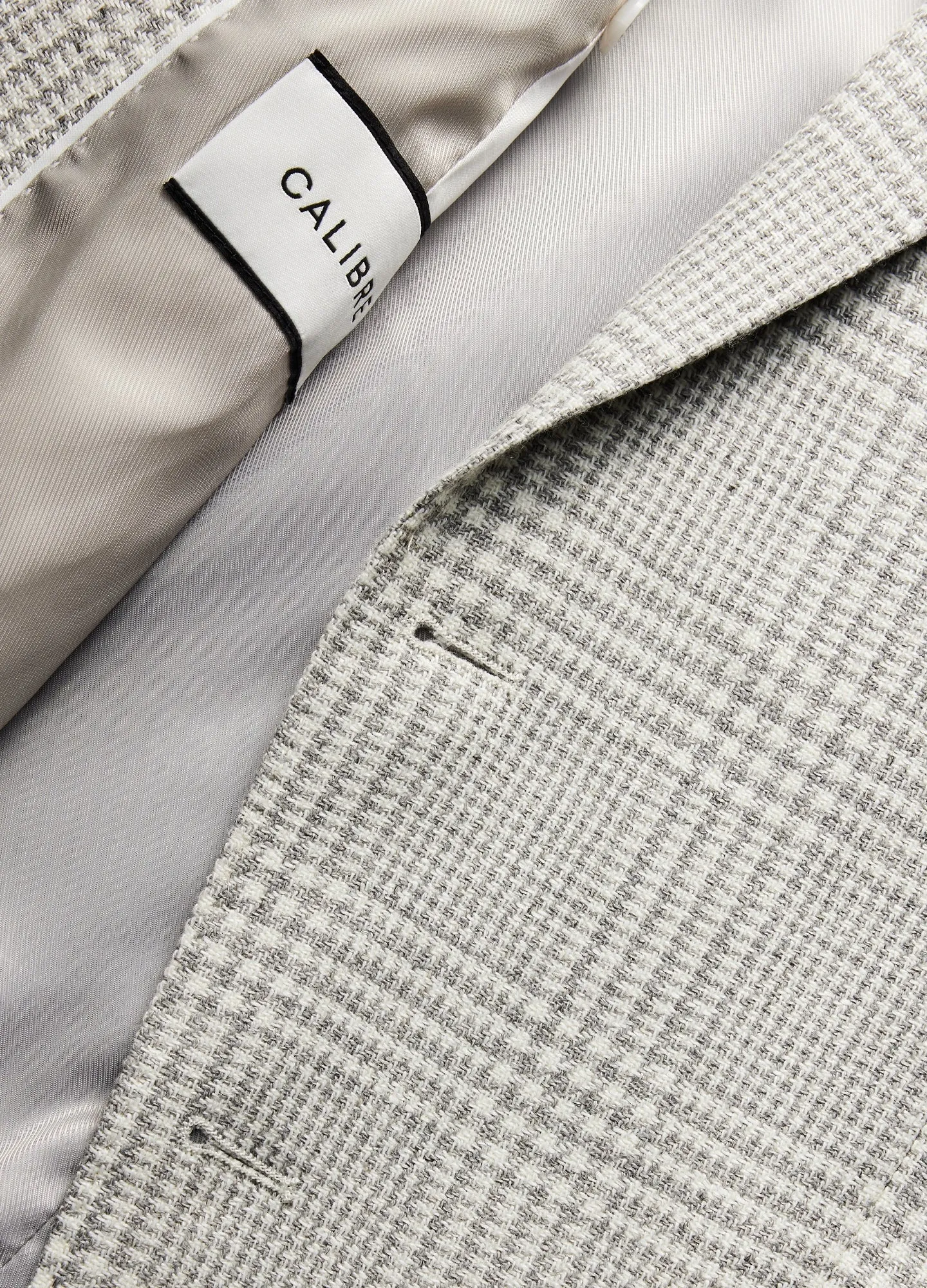 Wool Linen Check Blazer Silver