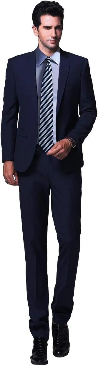 YFFUSHI Mens 2 Piece Suits One Button Formal Slim Fit Solid Color Wedding Tuxedo